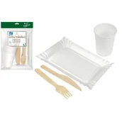 Naczynia i sztućce jednorazowe - Zestaw piknikowy Simple Solution dla 6 osób biały - miniaturka - grafika 1