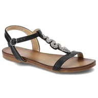 Moda i Uroda OUTLET - Czarne Sandały S.Barski Eleganckie Płaskie Buty - miniaturka - grafika 1