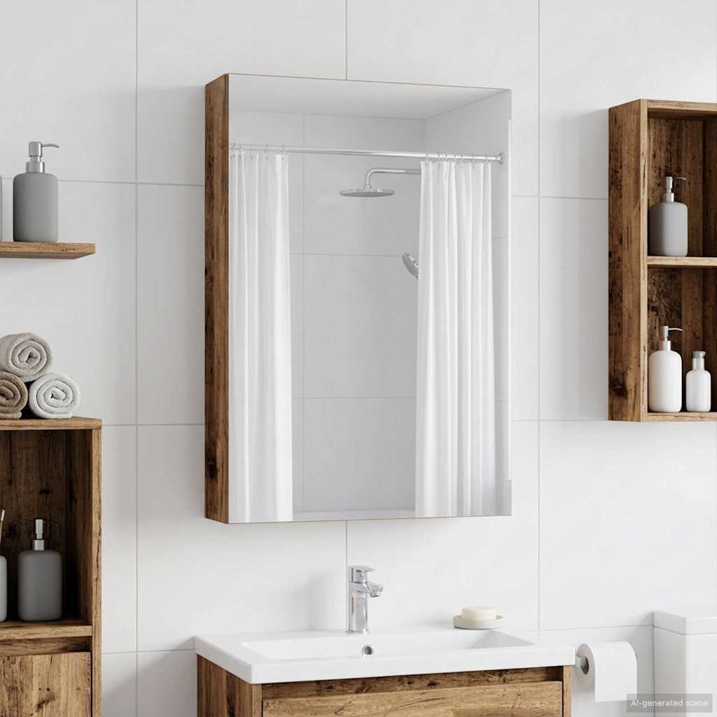 vidaXL vidaXL Szafka z lustrem do łazienki Stare drewno 40 x 10,5 x 60,5 cm