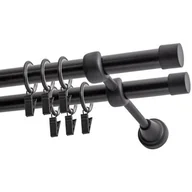 Karnisze - Karnisz DECASTYL Luna z kółkami Podwójny 200 cm Czarny - miniaturka - grafika 1