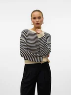 Swetry damskie - Vero Moda Sweter w kolorze kremowo-czarnym - miniaturka - grafika 1