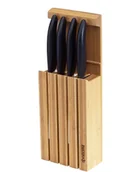 Noże kuchenne - Kyocera Blok bambusowy z 4 nożami (czarnymi) - miniaturka - grafika 1