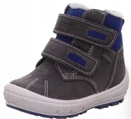 Śniegowce damskie - Superfit 5-06308 Śniegowce Dziecięce Szare Na Rzepy Ze Skórą Ciepłe 19 Jka - miniaturka - grafika 1