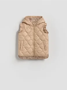Reserved - Pikowana kamizelka z kapturem - beżowy - Moda i Uroda OUTLET - miniaturka - grafika 1