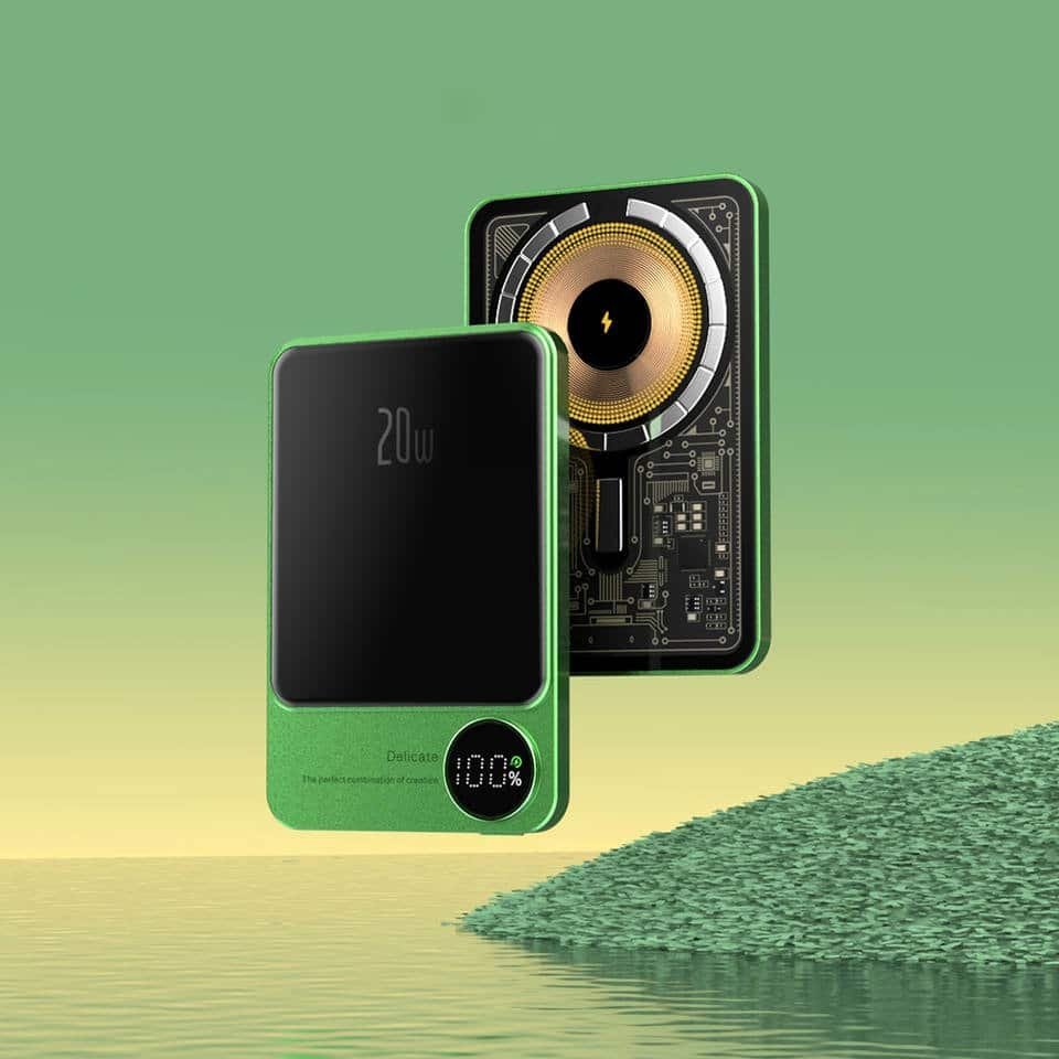 PowerBank Q9 10000 mAh 20W MagSafe przezroczysty zielony