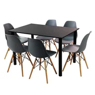 Meble do sypialni - Zestaw stół Lugano 120 czarny i 6 krzeseł Milano grafitowych - miniaturka - grafika 1