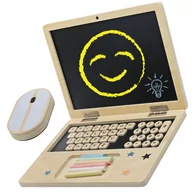 Zabawki interaktywne dla dzieci - Laptop Dla Dziecka Drewniany Edukacyjny Tablica Do Rysowania + Myszka Kreda - miniaturka - grafika 1