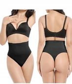 Majtki damskie - Stringi Majtki Czarne Wyszczuplające Korygujące Modelujące Wysokim Stanem S - miniaturka - grafika 1