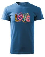 Koszulki i topy damskie - Koszulka na Walentynki Kolorowa Miłość Jasnoniebieski XXL - miniaturka - grafika 1
