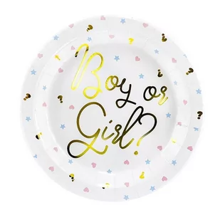 Party Deco Talerzyki Boy or Girl na Baby Shower - 23 cm - 6 szt. TPP44 - Baby shower i roczek - miniaturka - grafika 1