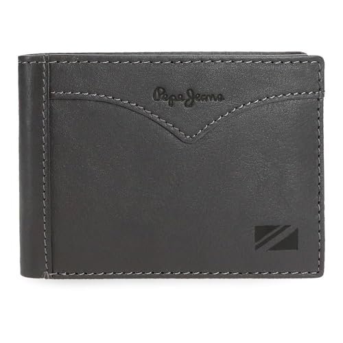 Pepe Jeans Kurtka Poziomy portfel z portmonetką szary 11,5x8x1 cm Skóra by Joumma Bags, Szary, Talla única, Poziomy portfel z portfelem