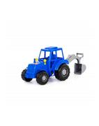 Samochody i pojazdy dla dzieci - Polesie 84866 Traktor-koparka '';Altaj''; niebieski w siatce - miniaturka - grafika 1