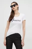 Koszulki sportowe damskie - Guess t-shirt damski kolor biały - miniaturka - grafika 1