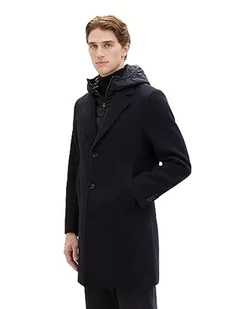 TOM TAILOR męski płaszcz wełniany, 24258 – Navy Blue Structure, XXL - Płaszcze męskie - miniaturka - grafika 1