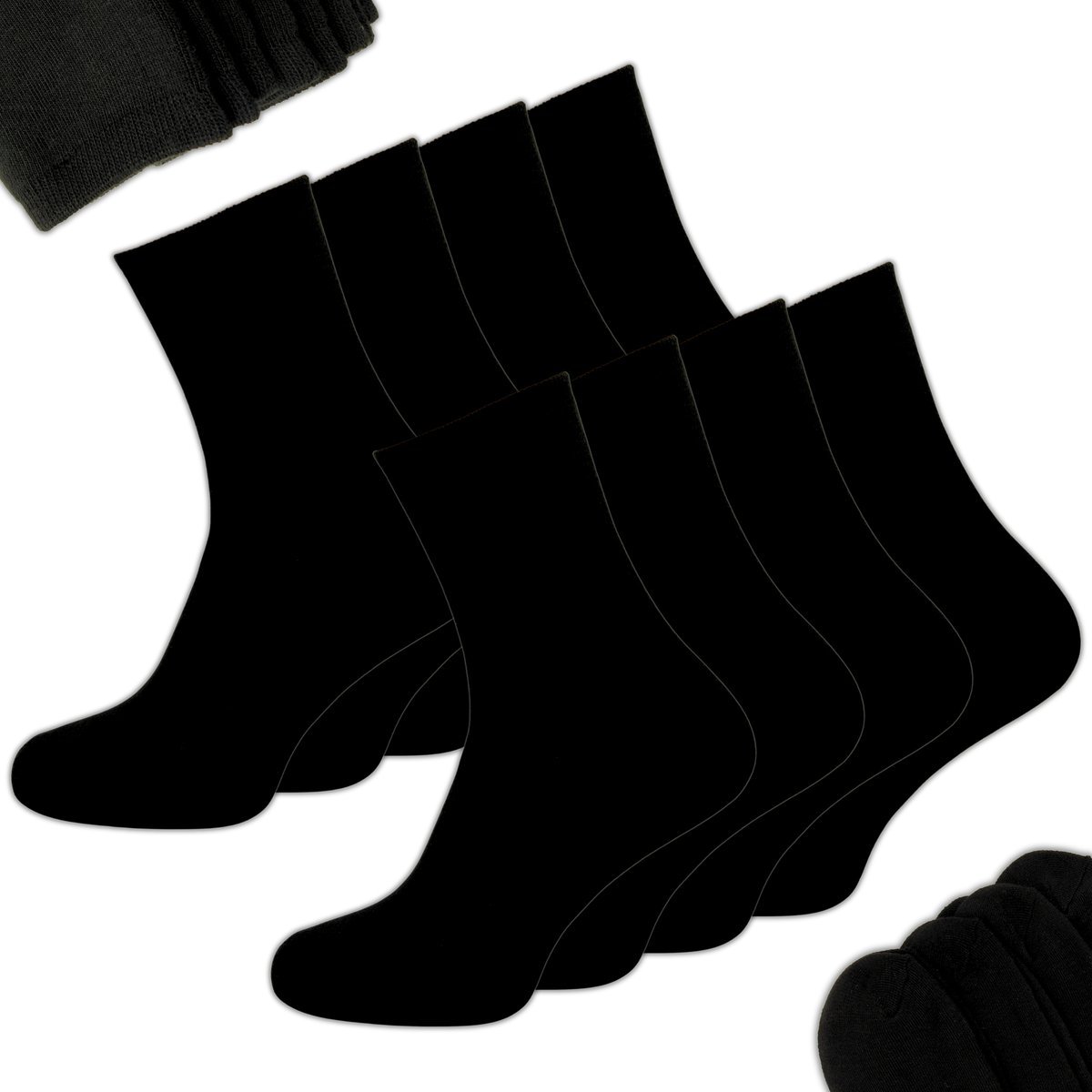 8 x Skarpety Męskie 39-42 GRUBE CZARNE ZESTAW DŁUGIE CIEPŁE BAWEŁNA 95%