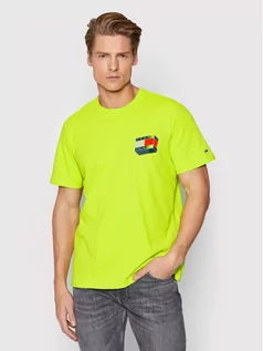 Koszulki męskie - Tommy Jeans T-Shirt 3D Glow Flag Graphic DM0DM11624 Zielony Regular Fit - grafika 1