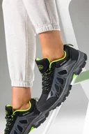 Buty trekkingowe damskie - Czarne buty trekkingowe damskie sznurowane z seledynowymi dodatkami softshell Casu B2110-2 - miniaturka - grafika 1