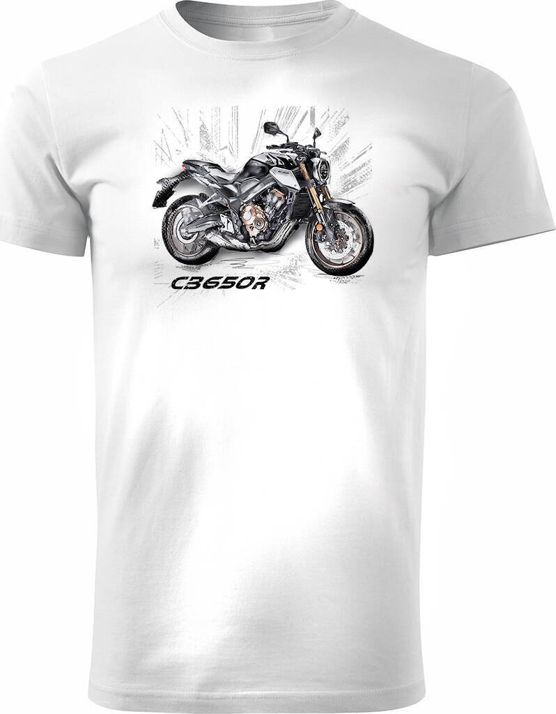 Topslang Koszulka z motocyklem na motor Honda CB650R CB 650 R męska biała REGULAR M