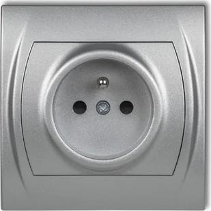 Karlik elektrotechnik LOGO Gniazdo pojedyncze z/u 2P+Z srebrny metalik 7LGP-1z 7LGP-1zp - Gniazdka elektryczne - miniaturka - grafika 1