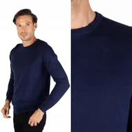 Swetry męskie - Wrangler CREW KNIT Navy GRANATOWY LEKKI SWETER REGULAR FIT L - miniaturka - grafika 1