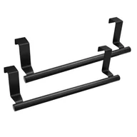 Wieszaki łazienkowe - Wieszak na ręczniki nad drzwi, bez konieczności wiercenia, do kuchni, łazienki i szafy, 23 cm, 2 sztuki (czarny) - miniaturka - grafika 1