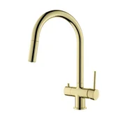 Baterie kuchenne - Bateria trójdrożna Cyrus Złota Stali Blue Water - miniaturka - grafika 1