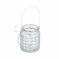 Świeczniki - Lampion świecznik wazon słoik na tealight świeczkę SZKŁO przezroczyste 9 cm - miniaturka - grafika 1