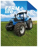 Koce i narzuty dla dzieci - Narzuta do pokoju dziecięcego 170x210 cm traktor ciągnik niebieski - miniaturka - grafika 1