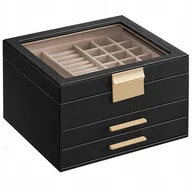 Biżuteria - akcesoria - Szkatułka Organizer Na Biżuterię Elegancki Kuferek Kasetka Glamour - miniaturka - grafika 1