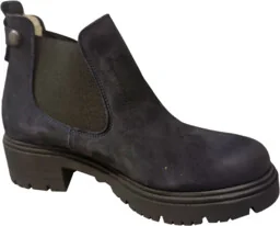 Skórzane botki granatowe nubuk obcas 4 cm - Botki damskie - miniaturka - grafika 1