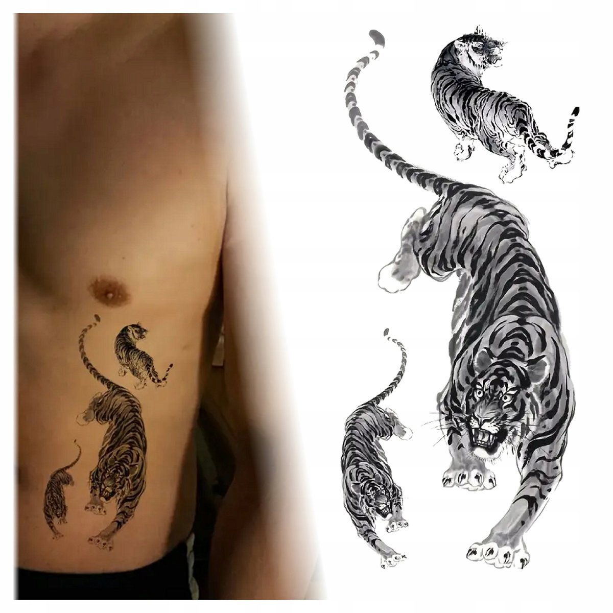 TATUAŻ TYGRYS RÓZNE WERSJE ZMYWALNY TYMCZASOWY WODNY