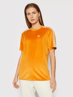 Koszulki i topy damskie - Adidas T-Shirt adicolor Classics Corded Velour H37840 Pomarańczowy Relaxed Fit - grafika 1