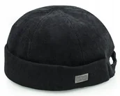 Czapki i chusty sportowe męskie - Czapka dokerka bez daszka sztruksowa czarna - miniaturka - grafika 1