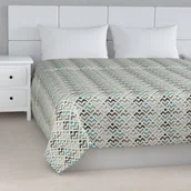 Narzuty - Dekoria Narzuta pikowana w pasy wzór geometryczny w odcieniach pastelowego błękitu i beżu na jasnym tle szer.260 × dł.210 cm Modern 500-141-93 - miniaturka - grafika 1