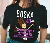 Koszulki i topy damskie - damska koszulka na 40 urodziny boska 40 W BLASKU - miniaturka - grafika 1