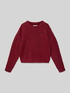 Swetry dla dziewczynek - Sweter z dzianiny z prążkowanymi wykończeniami - miniaturka - grafika 1