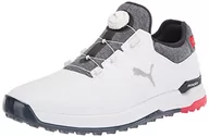 Buty sportowe męskie - PUMA Męskie buty do golfa ProAdapt Alphacat Disc, białe/granatowe blazer/High Risk Red, 48,5 EU - miniaturka - grafika 1