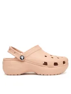 Klapki i japonki damskie - Crocs Klapki Classic Platform Clog 206750 Beżowy - miniaturka - grafika 1