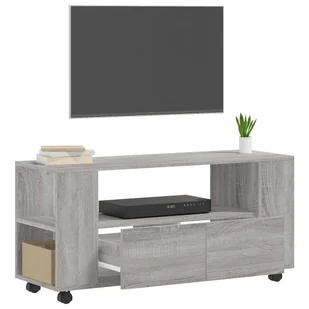 Szafka pod TV, szary dąb sonoma, 102x34,5x43 cm Lumarko! - Szafki RTV - miniaturka - grafika 5
