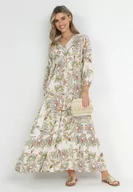 Sukienki - Biała Rozkloszowana Sukienka Oversize w Kwiaty Kylia - miniaturka - grafika 1