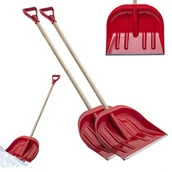 Łopaty do śniegu - Łopata do śniegu drewniany trzon zestaw 2 sztuki czerwone - miniaturka - grafika 1