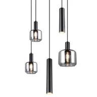 Lampy sufitowe - Kaskadowa lampa wisząca MATARO 364130532 Trio do jadalni chrom czarny - miniaturka - grafika 1