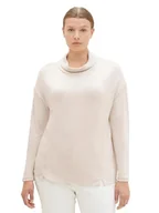Koszulki i topy damskie - TOM TAILOR Damska koszulka z długim rękawem Plussize, 33962 - Doeskin Melange, 48 - miniaturka - grafika 1