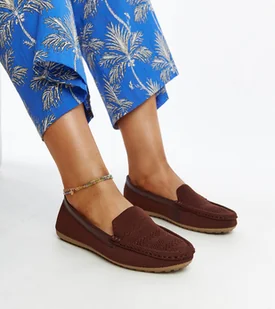 Brązowe materiałowe mokasyny Fiammetta -37 - Mokasyny damskie - miniaturka - grafika 1