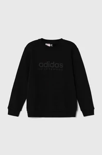 Bluzy dla chłopców - adidas bluza dziecięca kolor czarny z nadrukiem - grafika 1