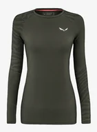 Bluzy sportowe damskie - Bluza termoaktywna damska Salewa Cristallo Warm Amr L/S Tee - dark olive - miniaturka - grafika 1