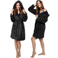 Szlafroki damskie - Tutumi Szlafrok damski Jordan Black Navy M - miniaturka - grafika 1