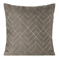 Poszewki na poduszki - Poszewka dekoracyjna MILA 45x45 Eurofirany ciemnobeżowa a'la len + złoty geometryczny haft - miniaturka - grafika 1