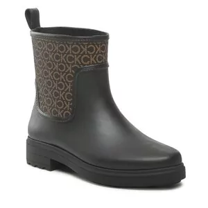 Kalosze damskie - Kalosze Calvin Klein - Rain Boot W/Flc HW0HW01319 Black/Brown Mono 0GL - grafika 1