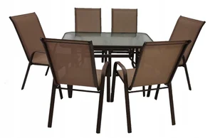 ZESTAW MEBLI OGRODOWYCH BALKON TARAS STÓŁ 150x80 +6x KRZESŁA MINORKA BRĄZ - Meble ogrodowe - miniaturka - grafika 1